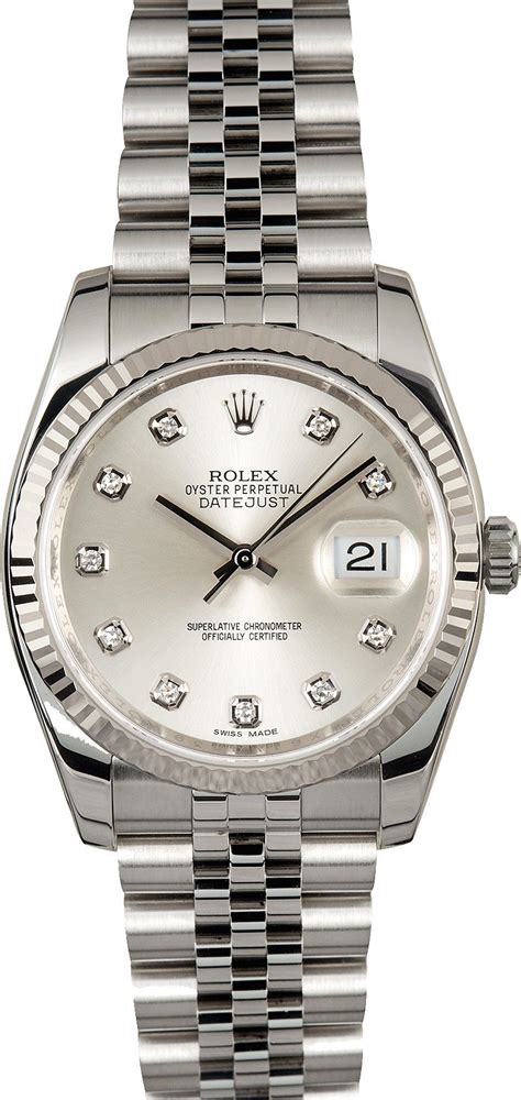 rolex datejust silver with diamonds|Rolex Datejust silver diamond dial.